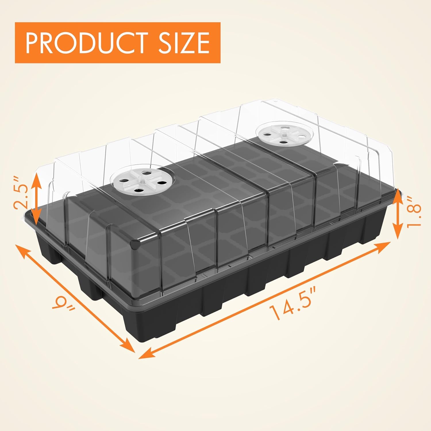 5-Set Seed Starter Tray Kits, Durable Plant Germination Trays with Humidity Vented Domes and Bases, Ideal for Seed Starting, Indoor Gardening, and Greenhouse (Total 200 Cells)