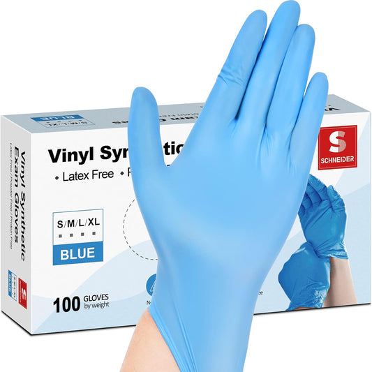 Vinyl Synthetic Exam Gloves, 4 Mil, Latex Free Disposable Gloves for Medical, Cooking, Cleaning, and Food Prep