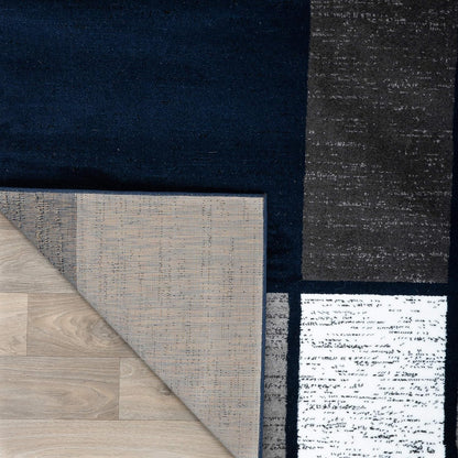 Contemporary Modern Boxes Area Rug 10' X 14' Navy