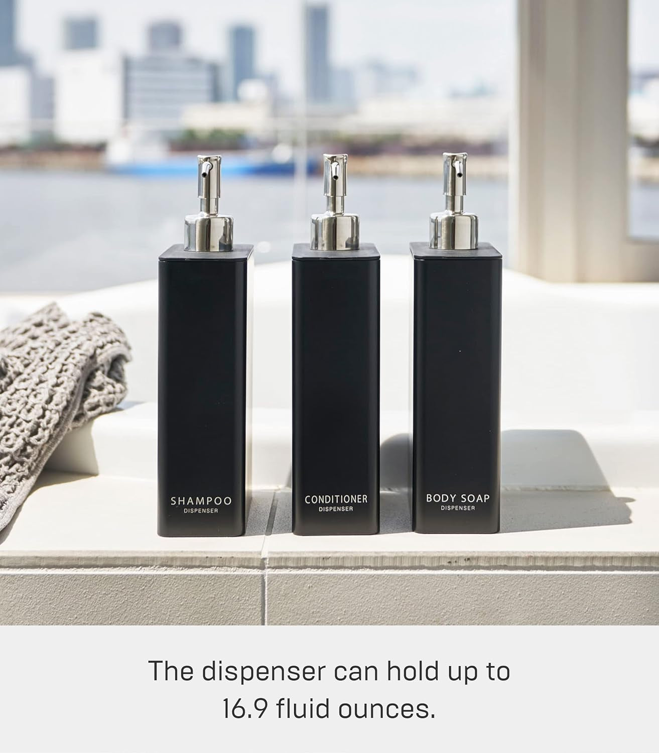 Tower Shampoo Dispenser Black Rectangular