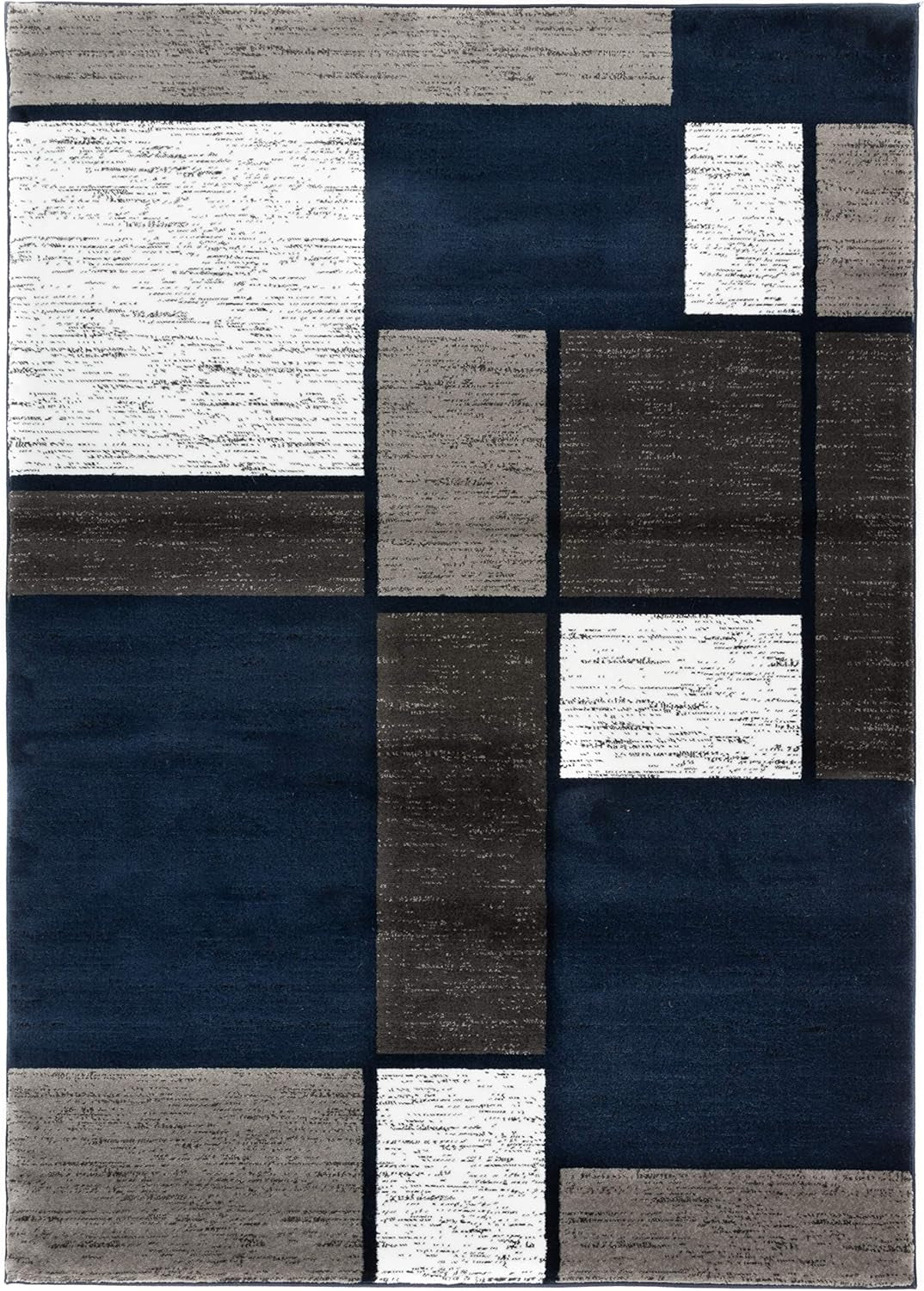 Contemporary Modern Boxes Area Rug 10' X 14' Navy