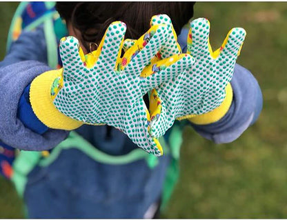 Kids Garden Gloves 3-6 Years Old Children Gardening Gloves Cotton Comfortable Bright Color, 2- Pair Pack