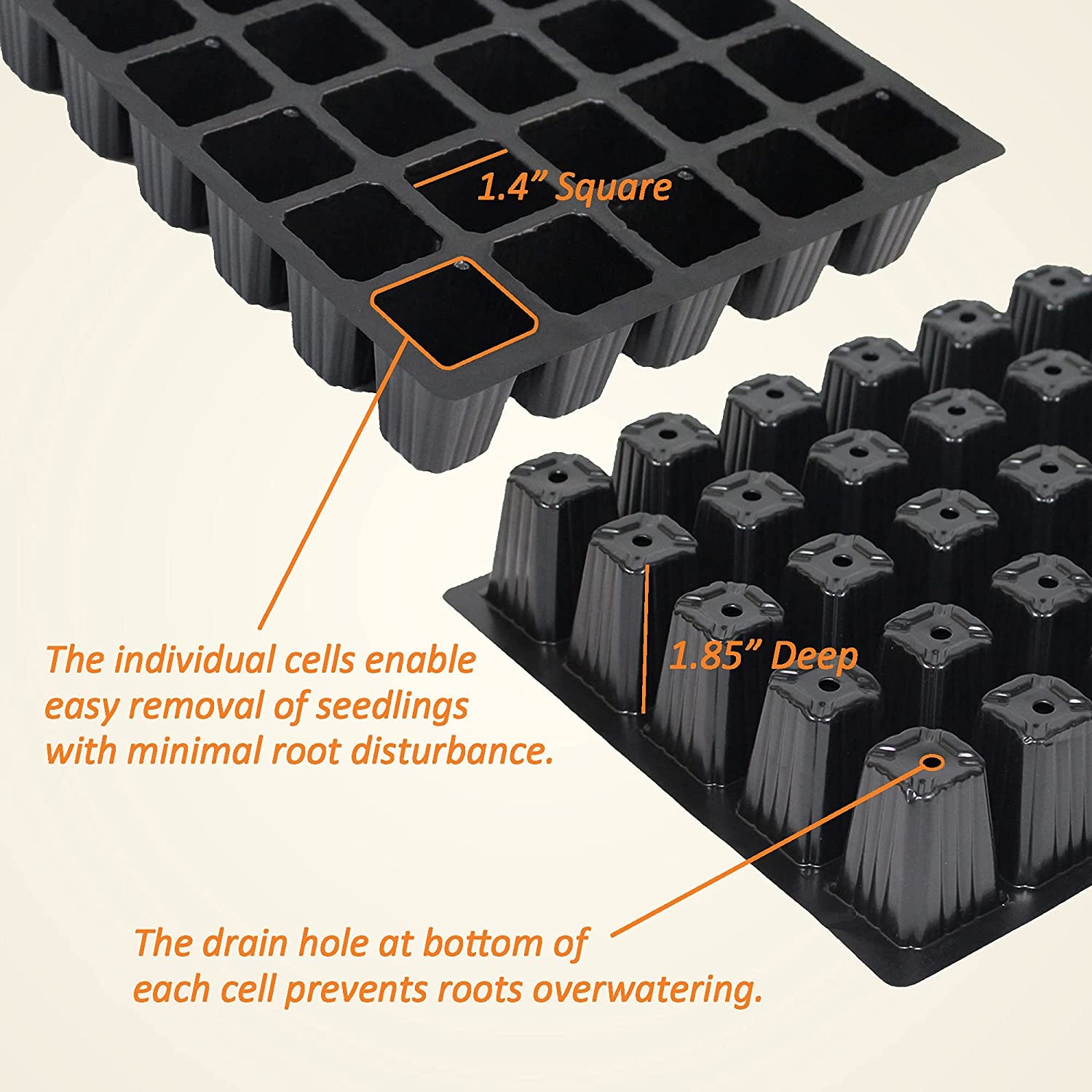 5-Set Seed Starter Tray Kits, Durable Plant Germination Trays with Humidity Vented Domes and Bases, Ideal for Seed Starting, Indoor Gardening, and Greenhouse (Total 200 Cells)