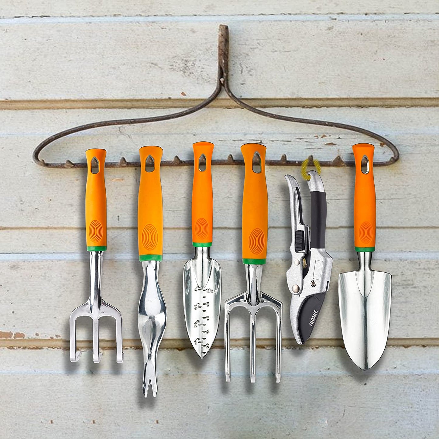 Garden Tool Set, 12 Piece Aluminum Hand Tool Kit, Garden Canvas Apron with Storage Pocket, Outdoor Tool, Heavy Duty Gardening Work Set with Ergonomic Handle, Gardening Tools for Women Men