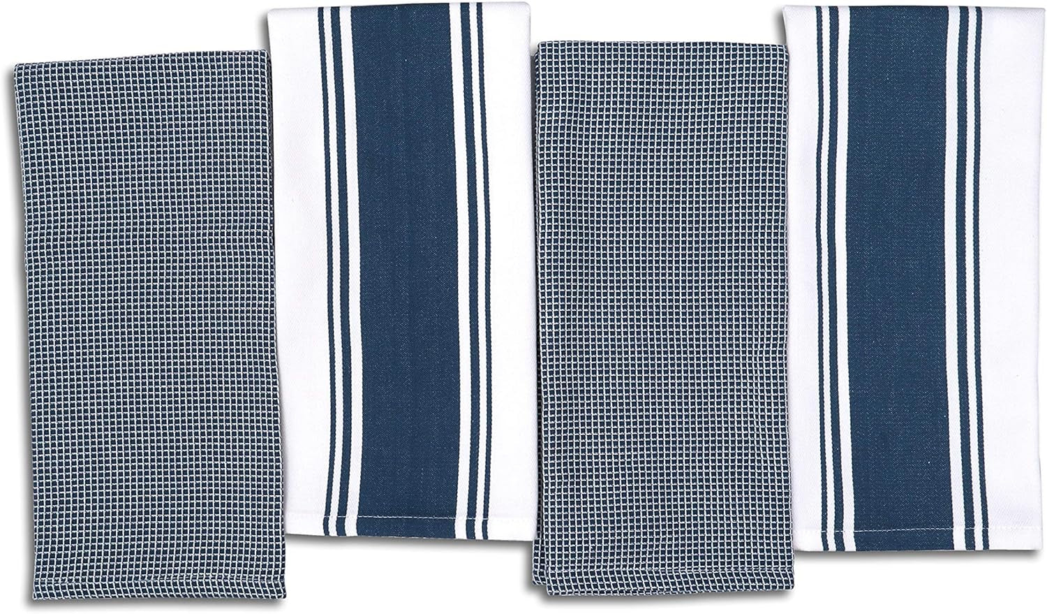 Cotton Kitchen Towels - Set of 4 Highly Absorbent, Ultra Soft Waffle Weave Tea Towel with Hanging Loop - 20X28 Inch Quick Drying Dish Cloths for Cleaning (Blue)