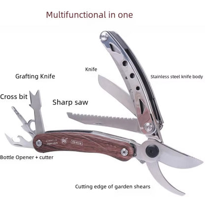 6 in 1 Garden Pruning Shears Gardening Tools Multifunctional Stainless Steel Multifunctional Tools Outdoor Combination Tools